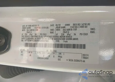 2022 Ford F-150 Xl z USA, uszkodzony, nr VIN 1FTEW1CB0NKE65784